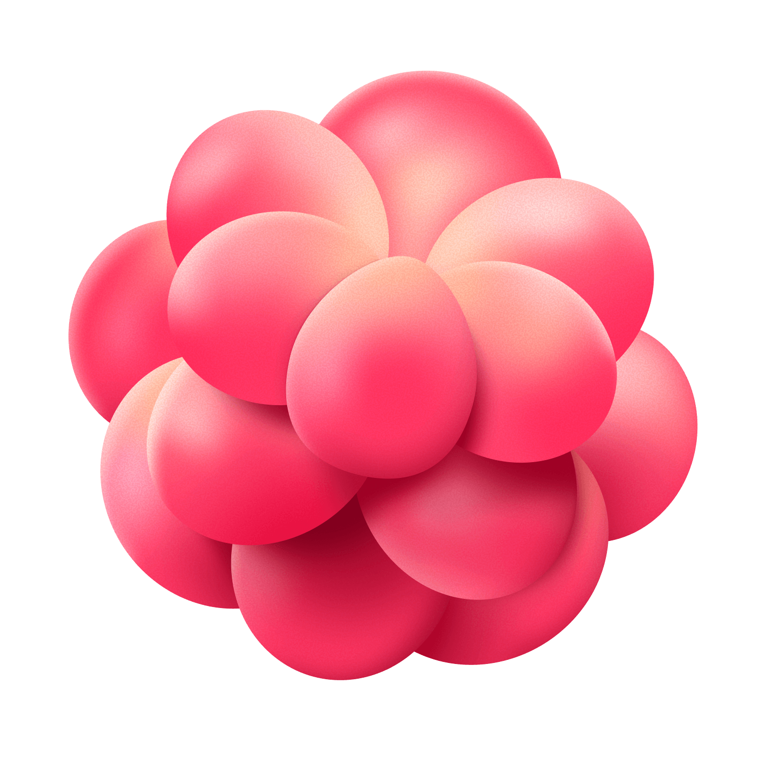 Cluster of glossy pink balloon-like spheres