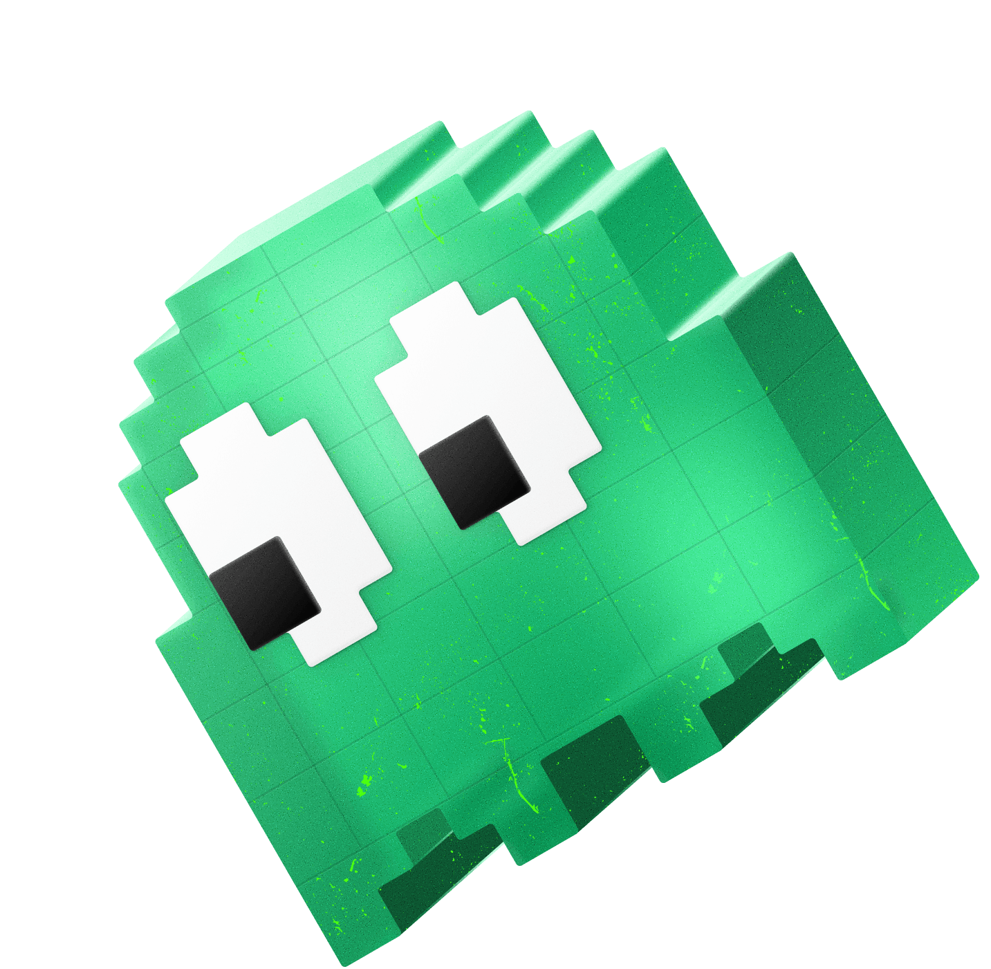 Blocky green ghost character